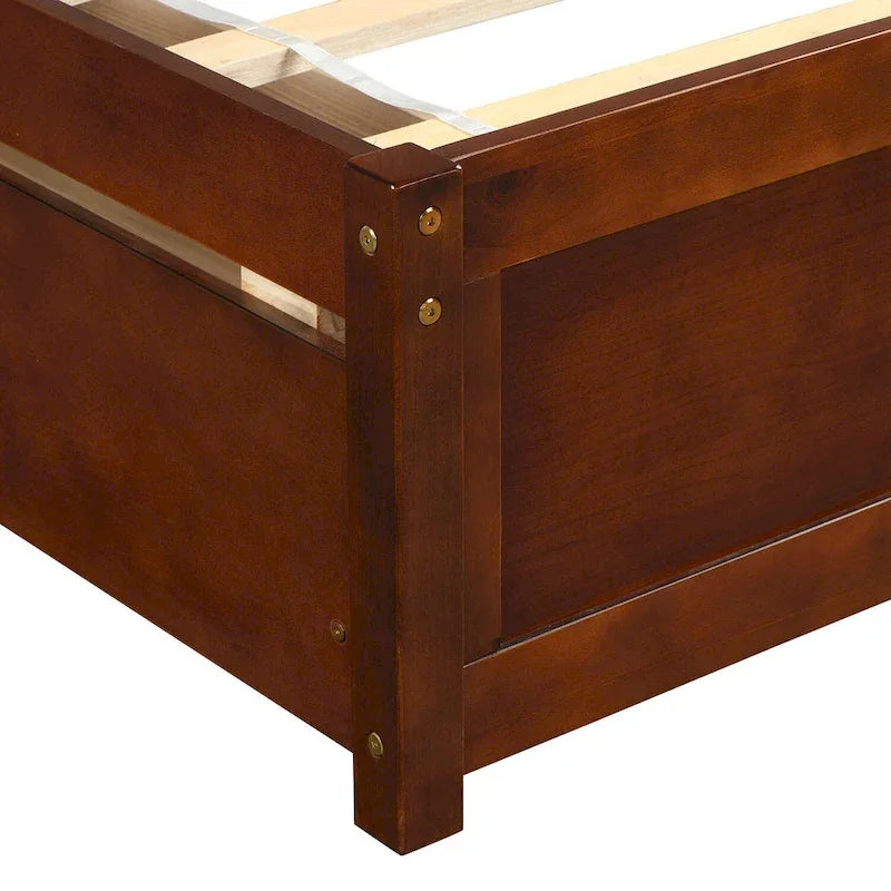 Letto a piattaforma singolo in legno Nestfair con due cassetti e testiera