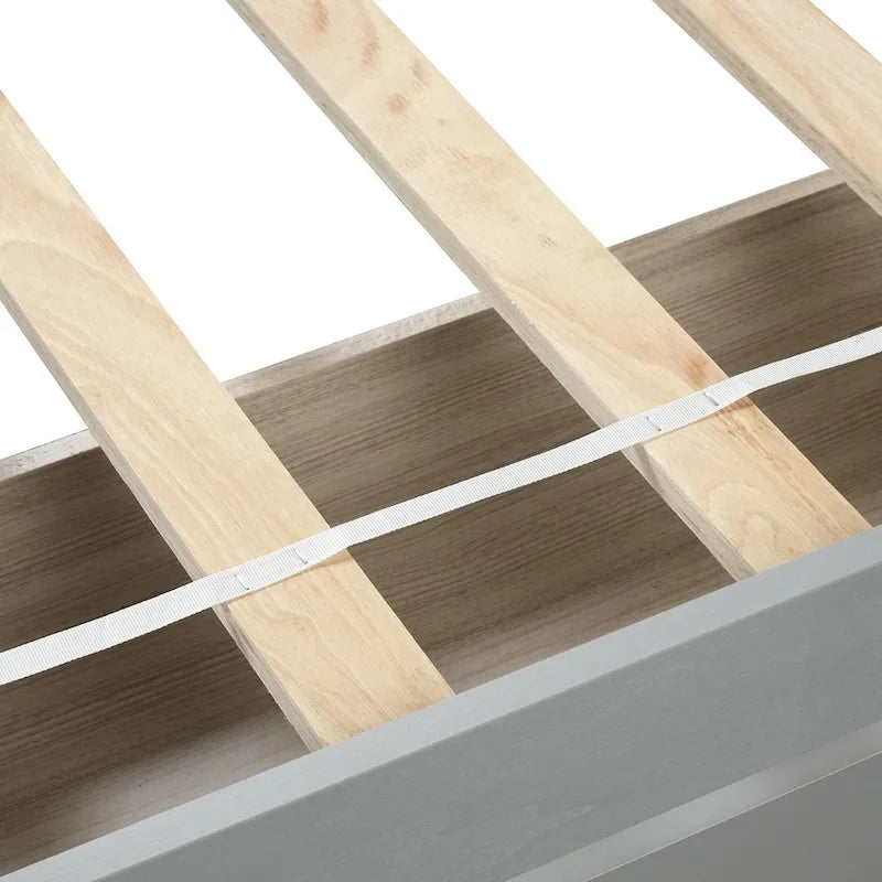 Letto a piattaforma singolo in legno Nestfair con due cassetti e testiera