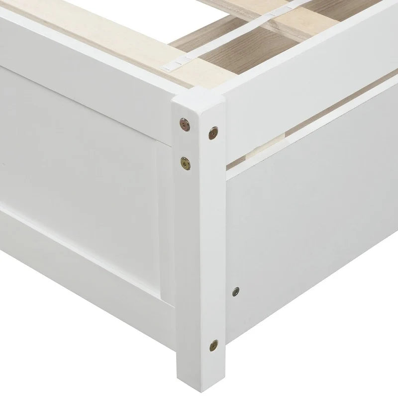 Letto a piattaforma singolo in legno Nestfair con due cassetti e testiera