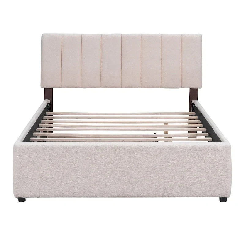 Letto a piattaforma imbottito con letto estraibile