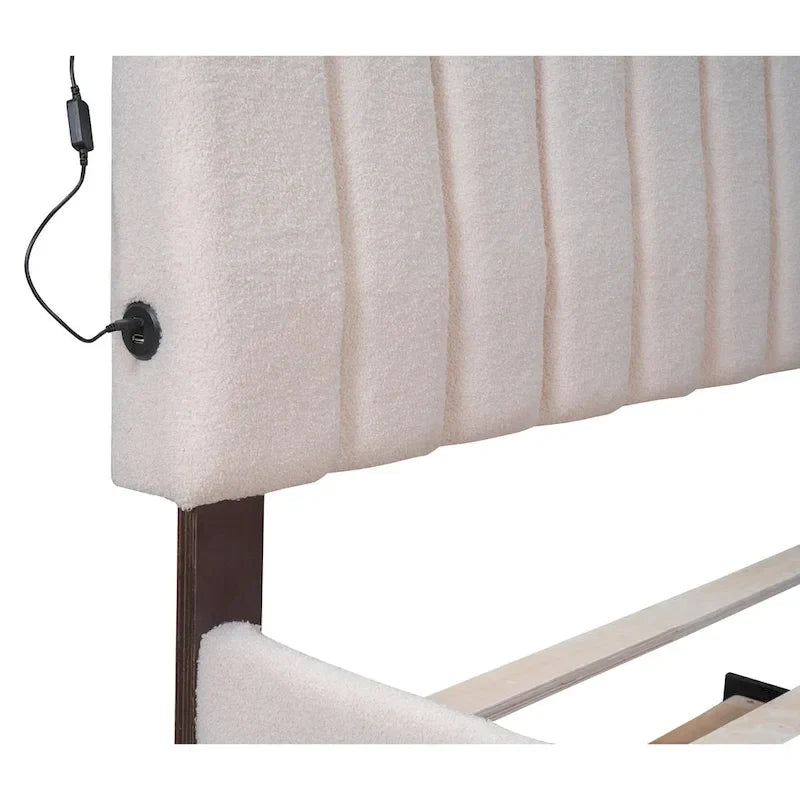 Letto a piattaforma imbottito con letto estraibile