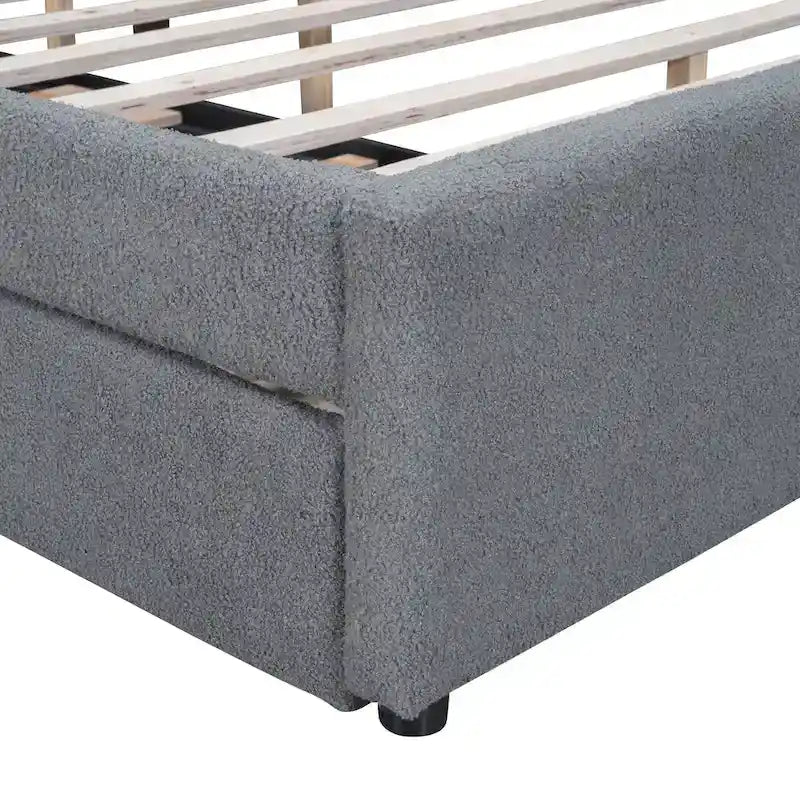 Letto a piattaforma imbottito con letto estraibile