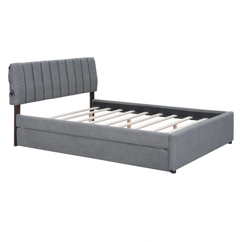 Letto a piattaforma imbottito con letto estraibile
