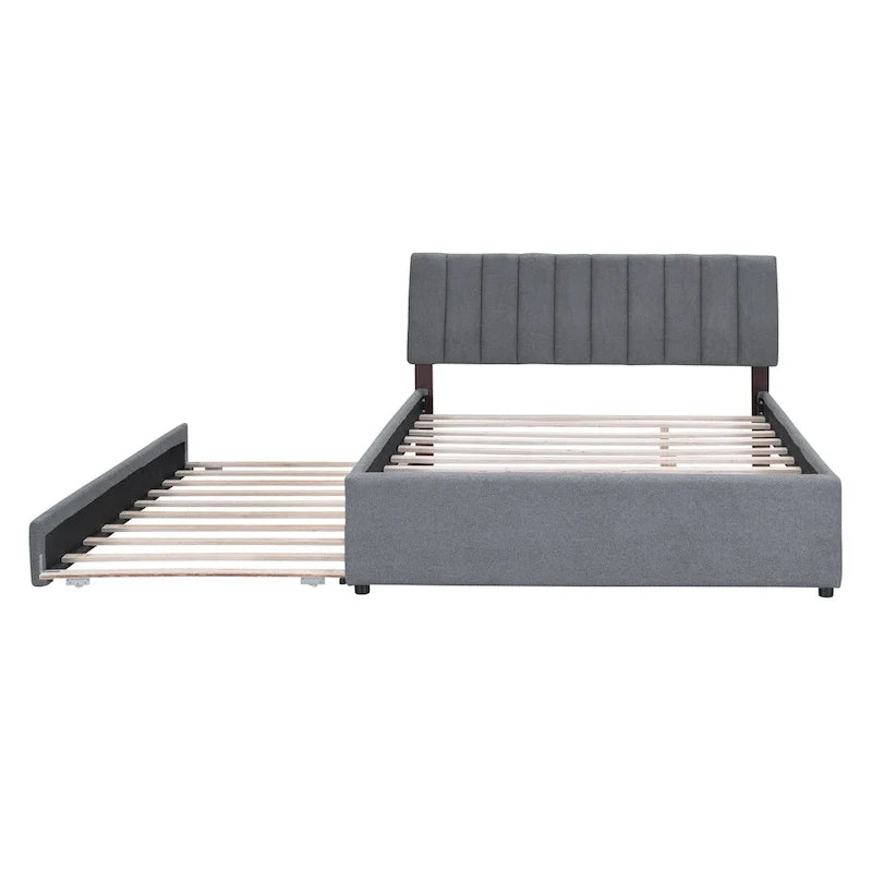 Letto a piattaforma imbottito con letto estraibile