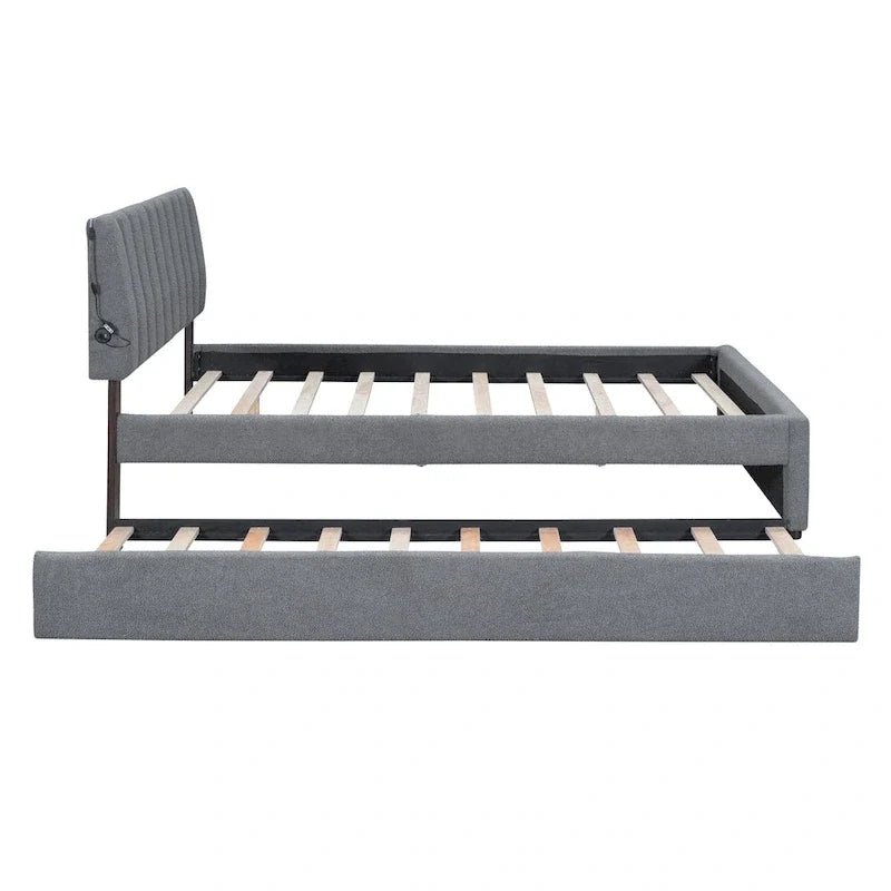 Letto a piattaforma imbottito con letto estraibile