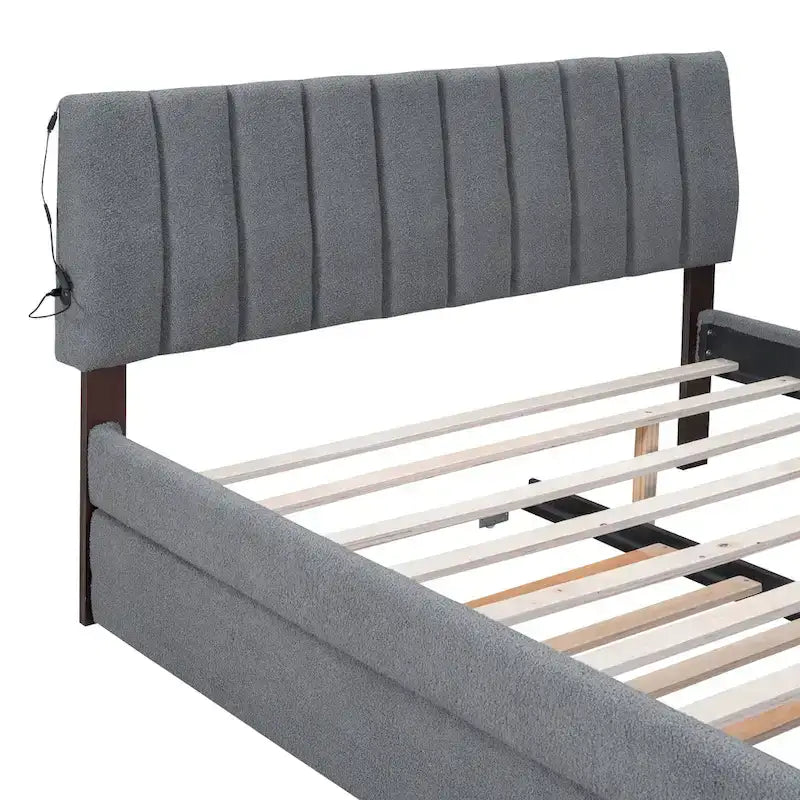 Letto a piattaforma imbottito con letto estraibile