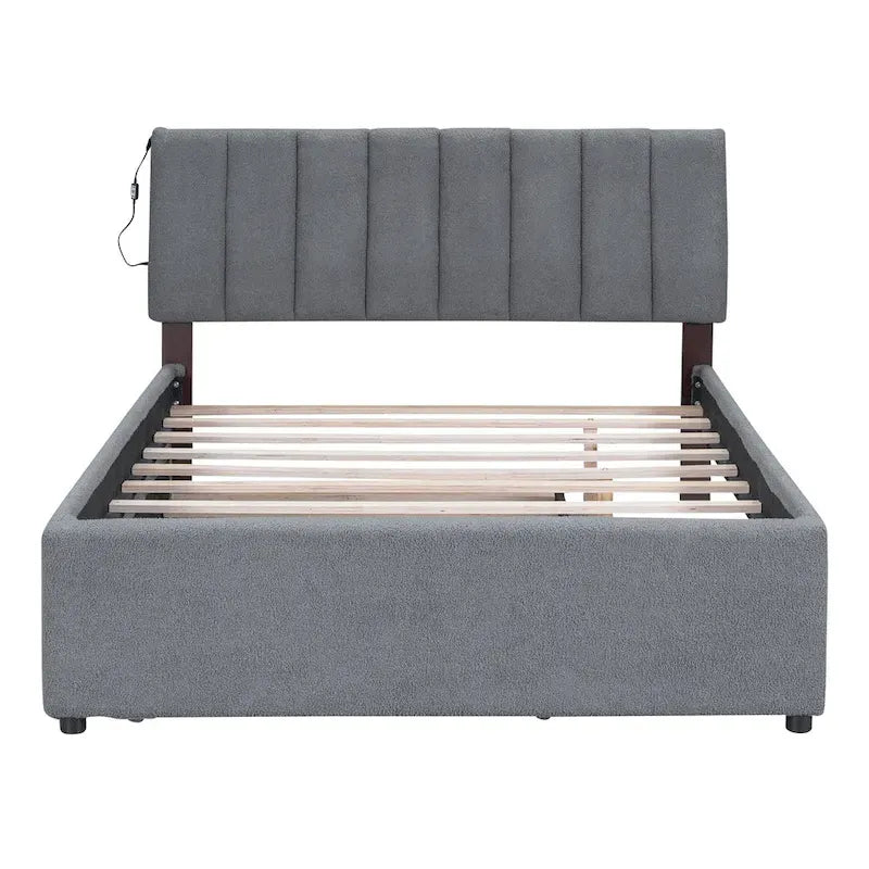 Letto a piattaforma imbottito con letto estraibile