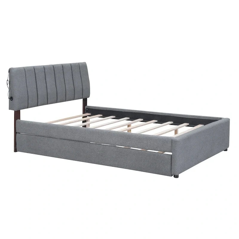 Letto a piattaforma imbottito con letto estraibile