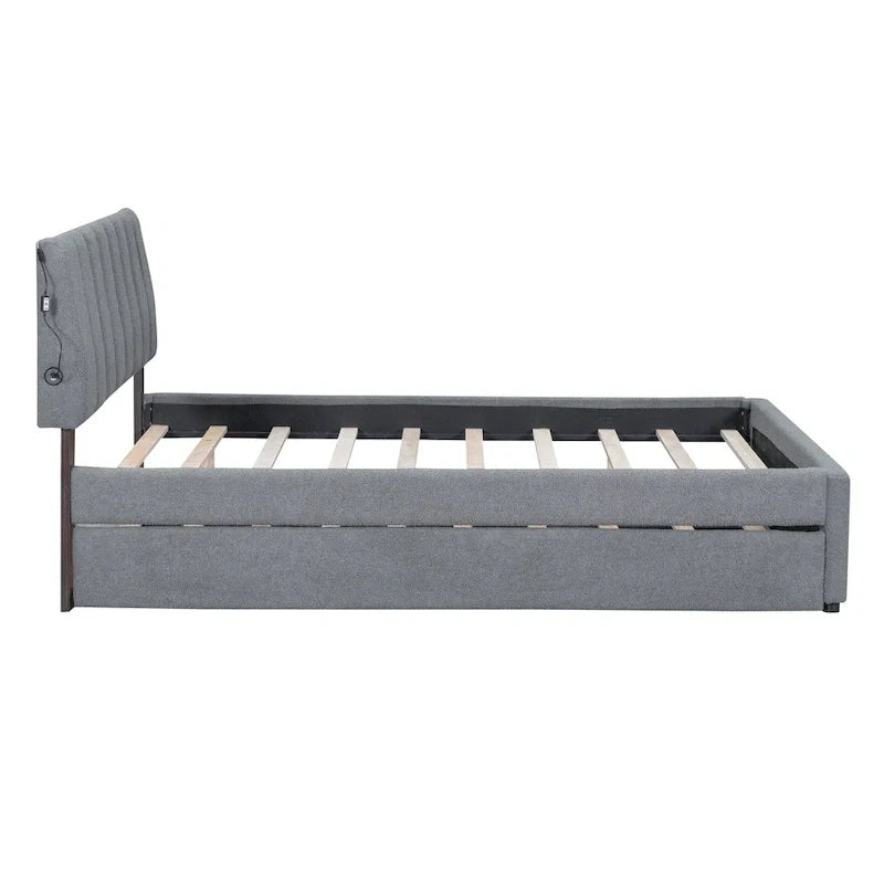 Letto a piattaforma imbottito con letto estraibile
