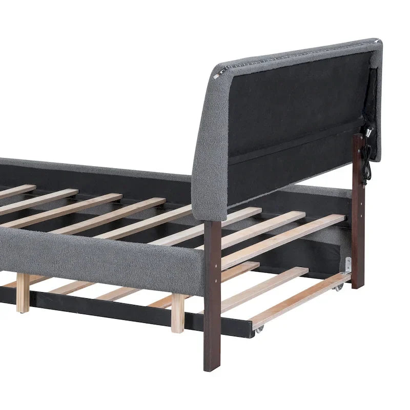 Letto a piattaforma imbottito con letto estraibile
