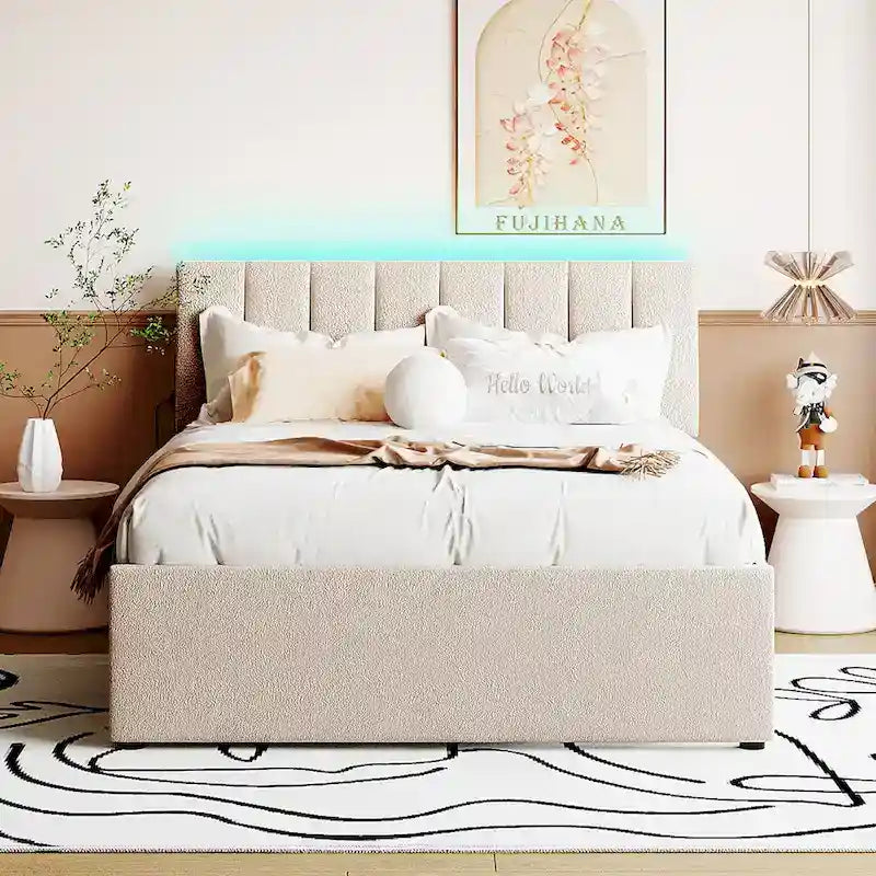Letto a piattaforma imbottito con letto estraibile