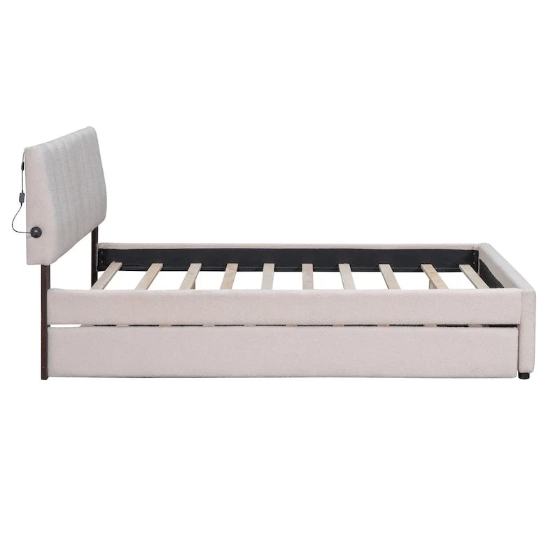 Letto a piattaforma imbottito con letto estraibile