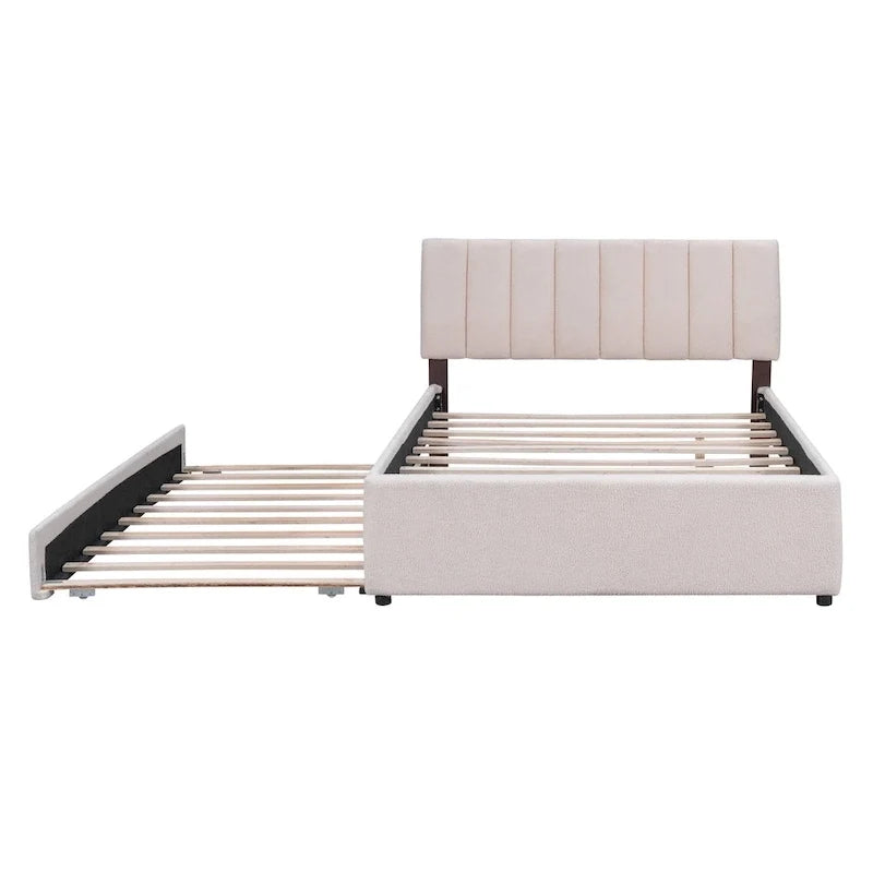 Letto a piattaforma imbottito con letto estraibile