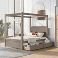 Letto a baldacchino in legno a grandezza naturale con due cassetti