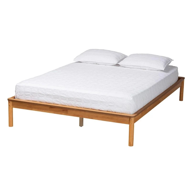 Efren Letto Matrimoniale in Legno Rovere Miele Finitura Mid-Century Modern
