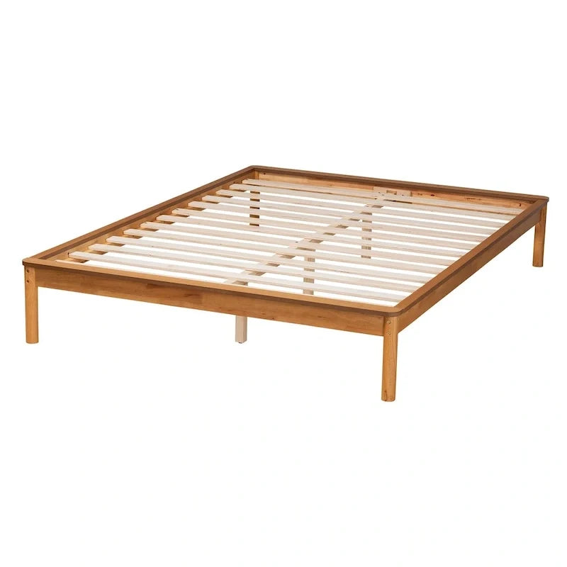Efren Letto Matrimoniale in Legno Rovere Miele Finitura Mid-Century Modern