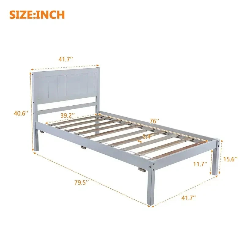 Harper & Bright Designs Letto a piattaforma singolo in legno
