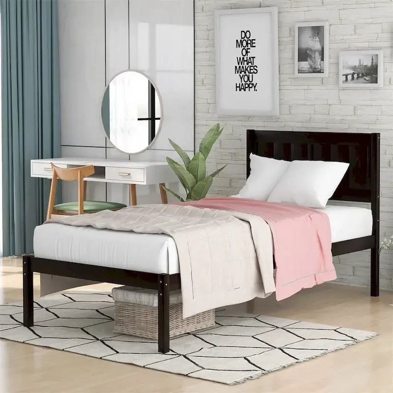 Harper & Bright Designs Letto a piattaforma singolo in legno
