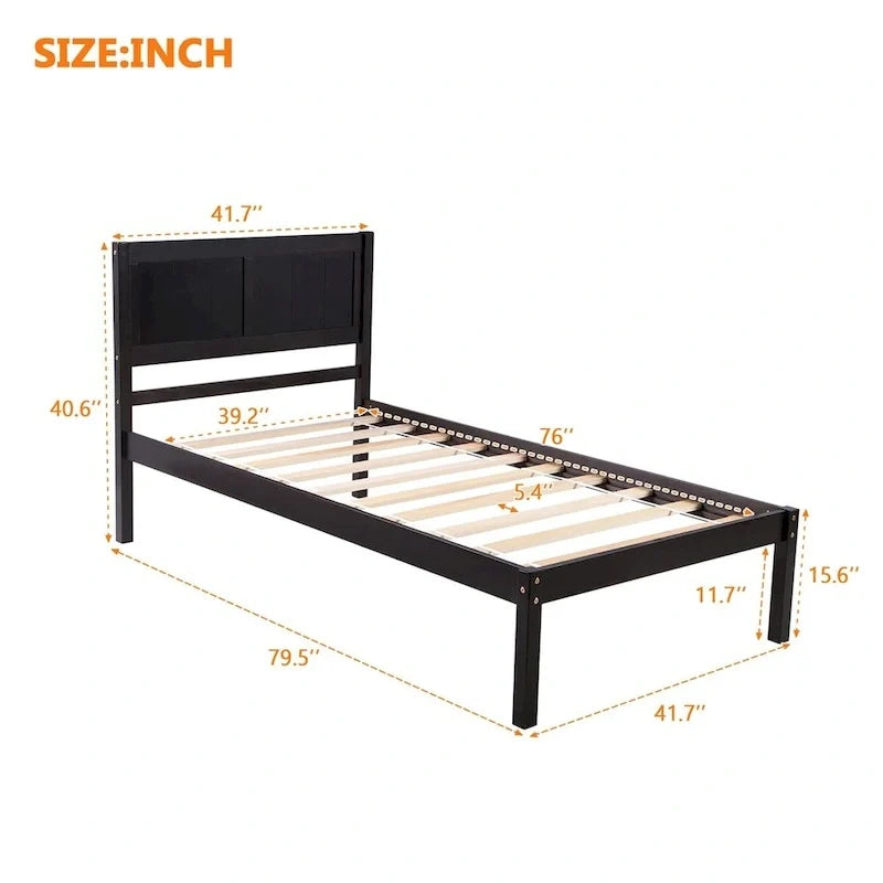 Harper & Bright Designs Letto a piattaforma singolo in legno