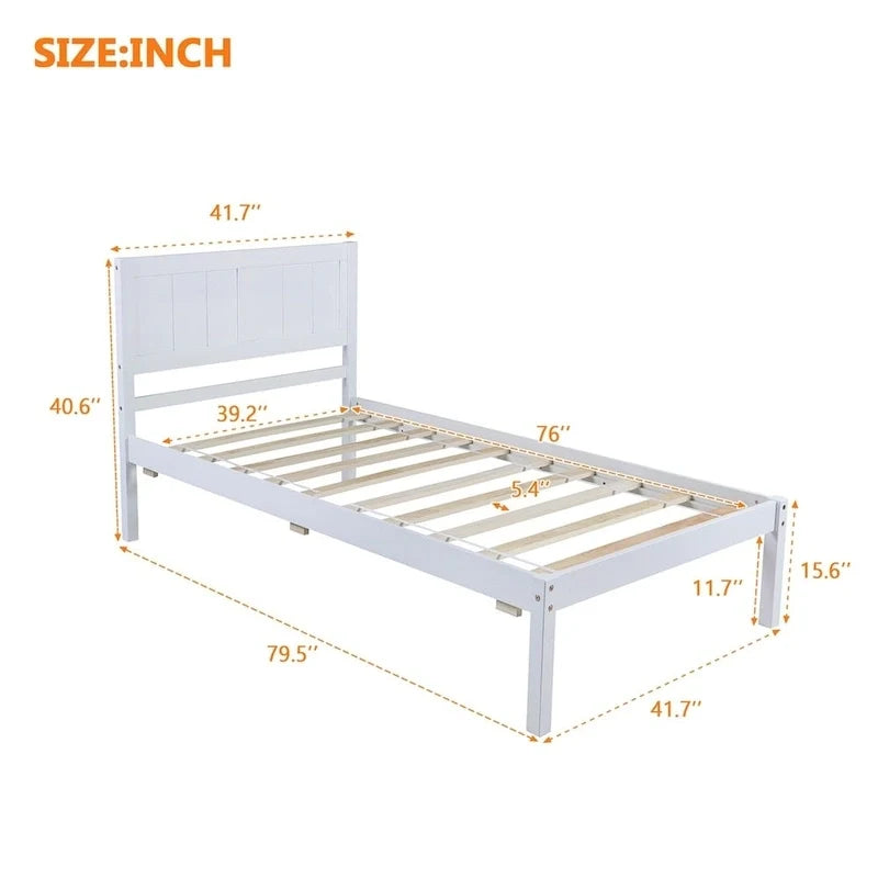 Harper & Bright Designs Letto a piattaforma singolo in legno