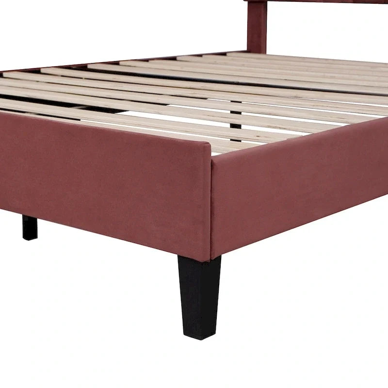Lit plateforme rembourré avec tête de lit à motif floral