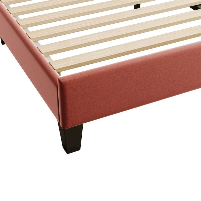 Lit plateforme rembourré avec tête de lit à motif floral