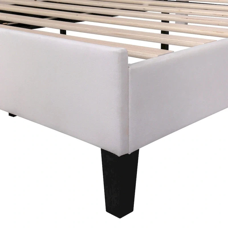Lit plateforme rembourré avec tête de lit à motif floral
