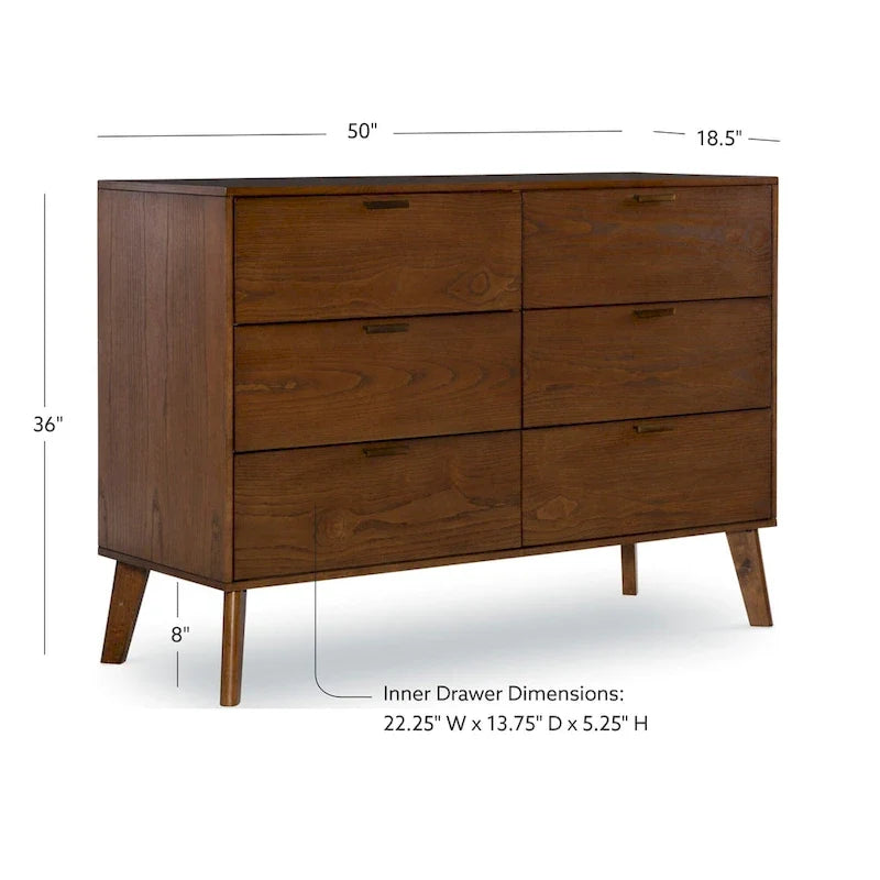 Cassettiera Carter Mid-Century con 6 cassetti