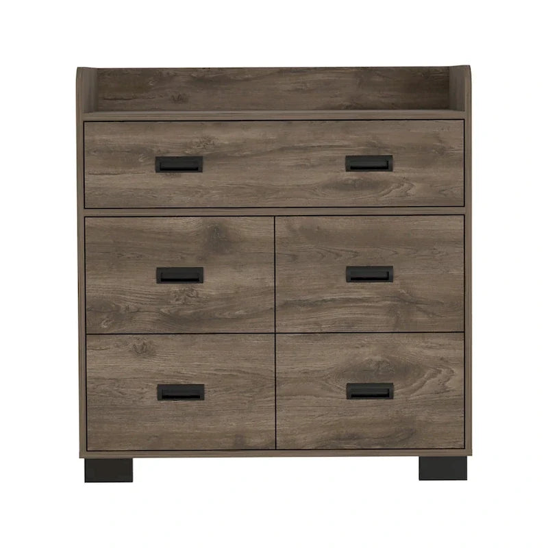 Commode Alyn de 84 cm de large avec 4 pieds, 4 tiroirs et 1 tiroir double