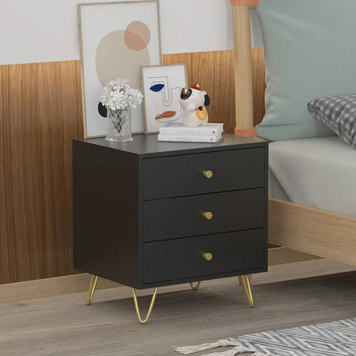 Table de chevet à 3 tiroirs de 54,9 cm de haut Blanc/Gris/Noir (1 pièce)