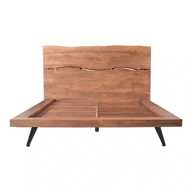 Lit plateforme Aurelle Home Marlene en bois d'acacia rustique, marron