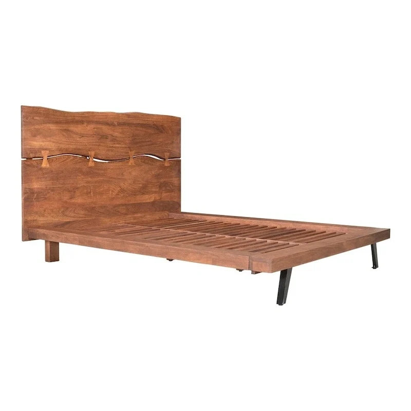 Lit plateforme Aurelle Home Marlene en bois d'acacia rustique, marron