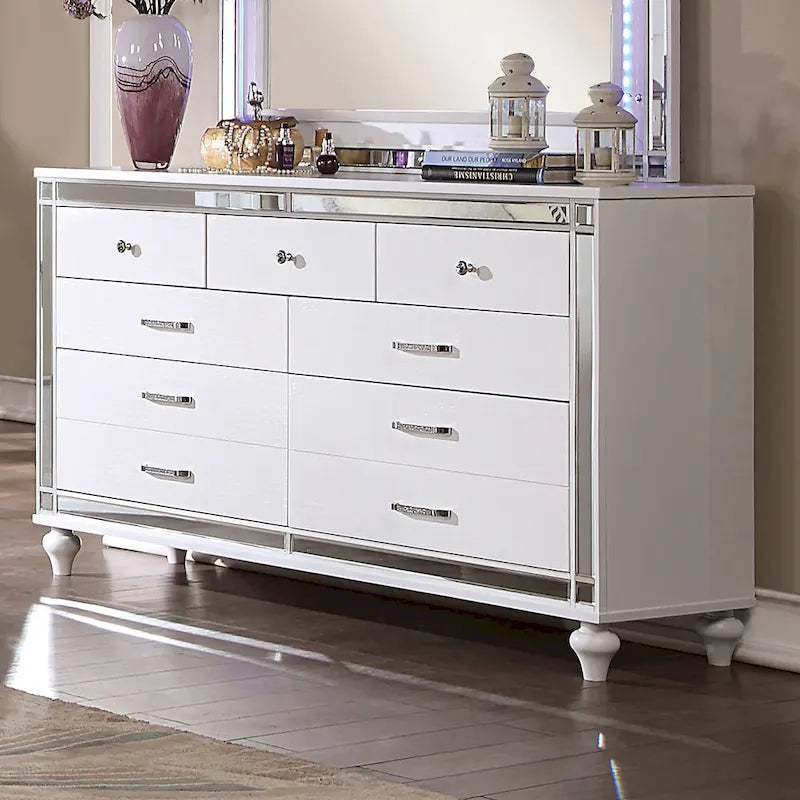 Commode et miroir 2 tiroirs 7 pièces Derc Contemporary par Furniture of America