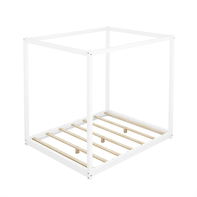 Lit plateforme à baldaquin avec pieds de support