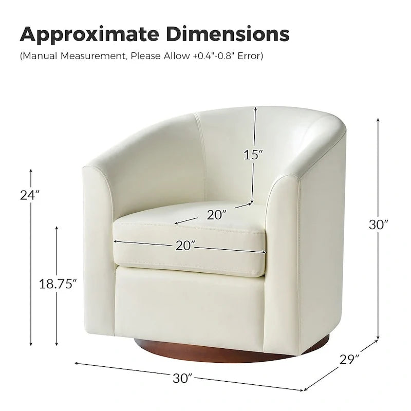 Haley Modern Swivel Barrel Faux Leather Chair with Solid Wood Base Set of 2 by HULALA HOME