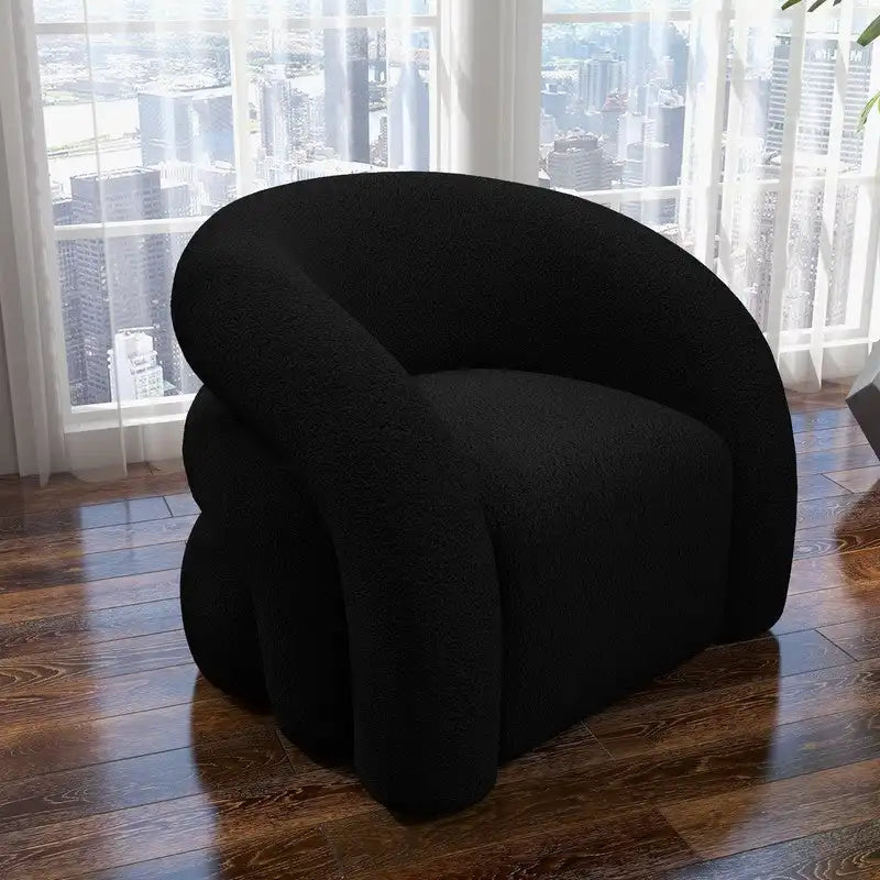 SEYNAR Modern Glam 360 Degree Swivel Teddy Upholstered Accent Armchair with Tufted Back