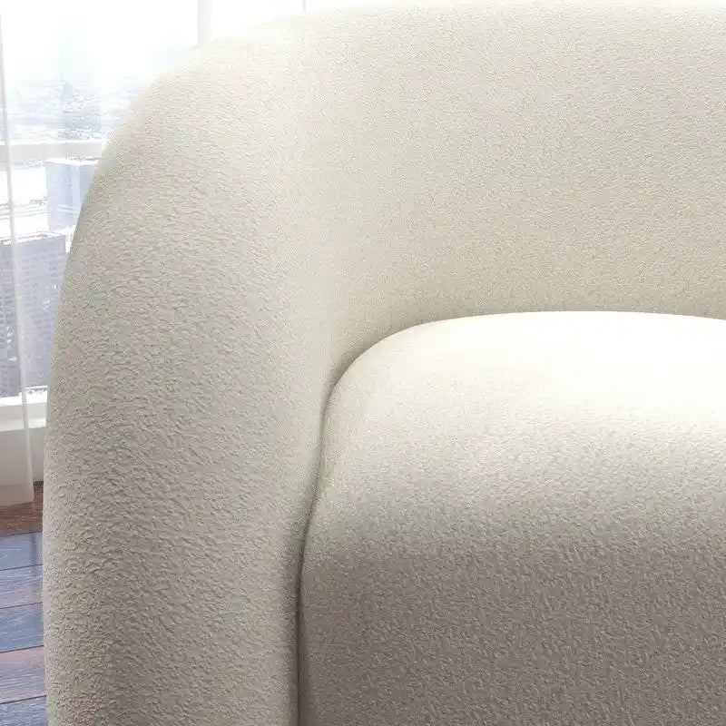 SEYNAR Modern Glam 360 Degree Swivel Teddy Upholstered Accent Armchair with Tufted Back
