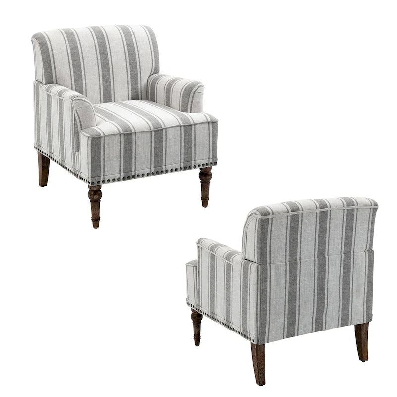 Set of 2 Traditional Upholstered Stripe Accent Chair for Living Room