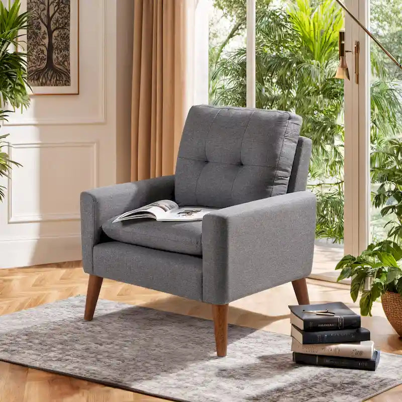 Homall Accent Chair Modern Fabric Upholstered Arm Chair Wood Legs Lounge Chair for Living Room