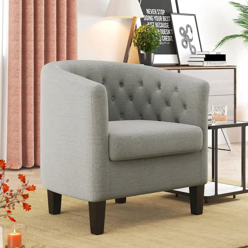 Fauteuil Club Rembourré en Tissu Tufté Corvus Oxonia