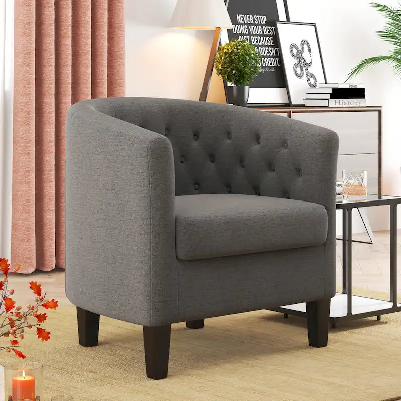 Fauteuil Club Rembourré en Tissu Tufté Corvus Oxonia