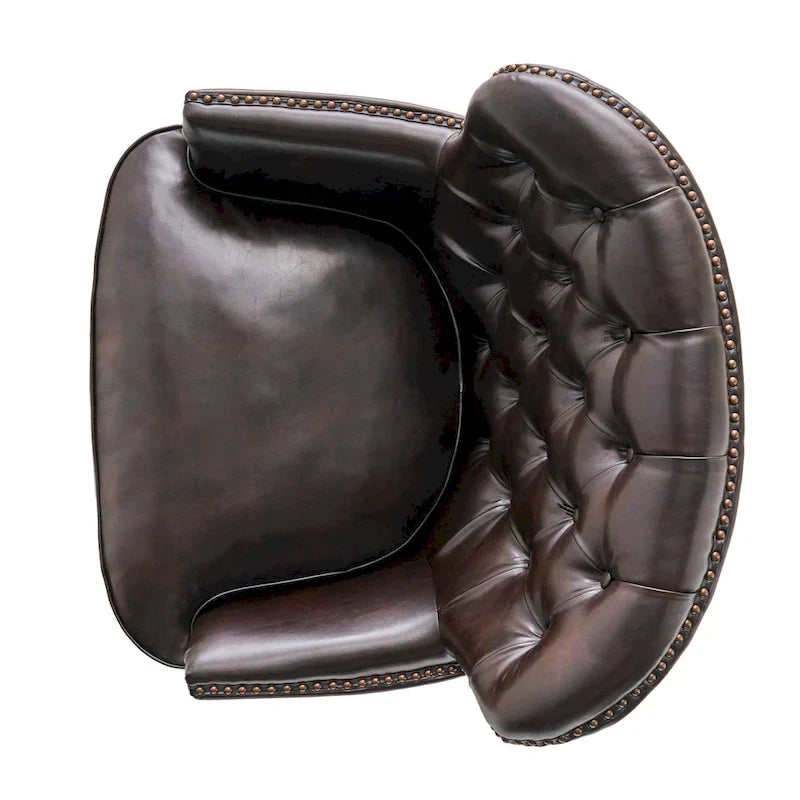 Fauteuil club capitonné surdimensionné en cuir marron Tafton par Christopher Knight Home
