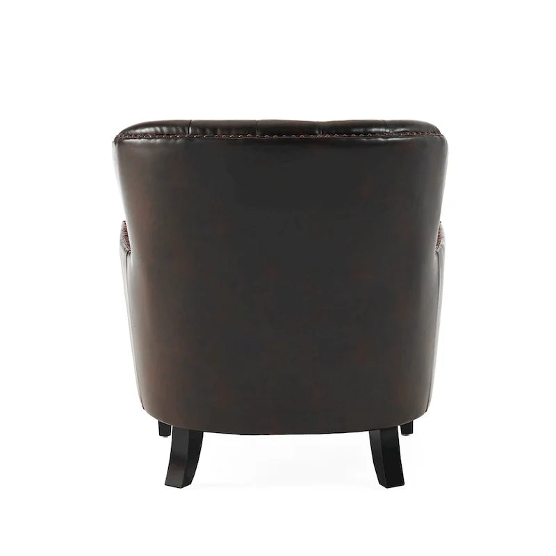 Fauteuil club capitonné surdimensionné en cuir marron Tafton par Christopher Knight Home