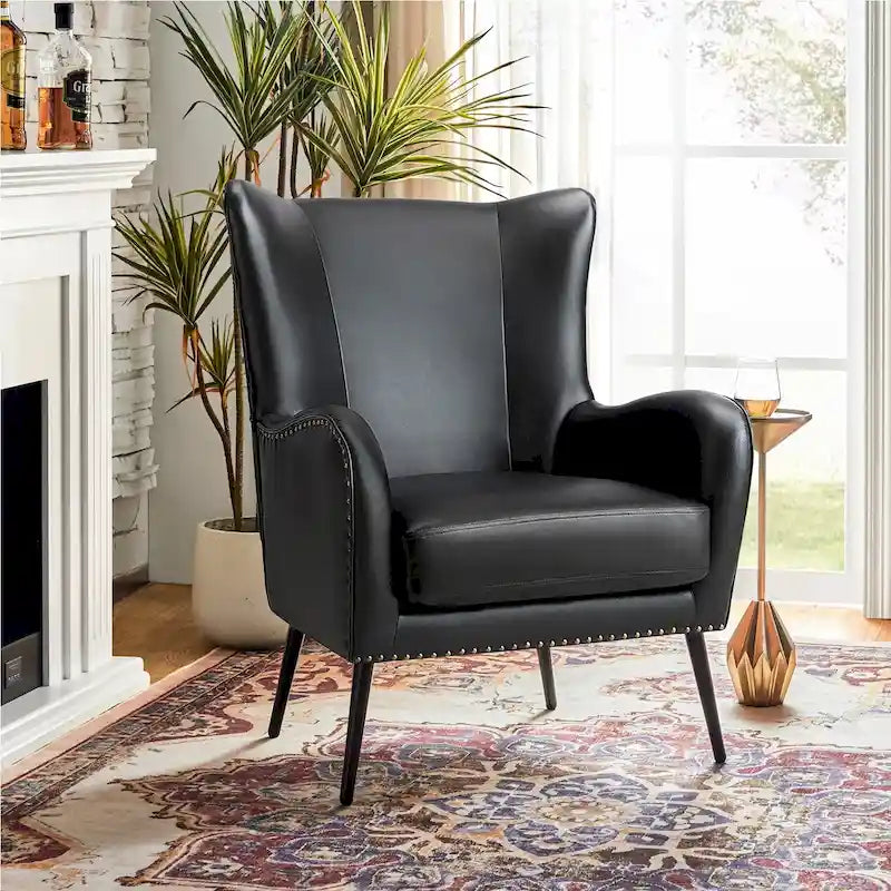 Invidiae Wooden Upholstered Armchair with Metal Legs