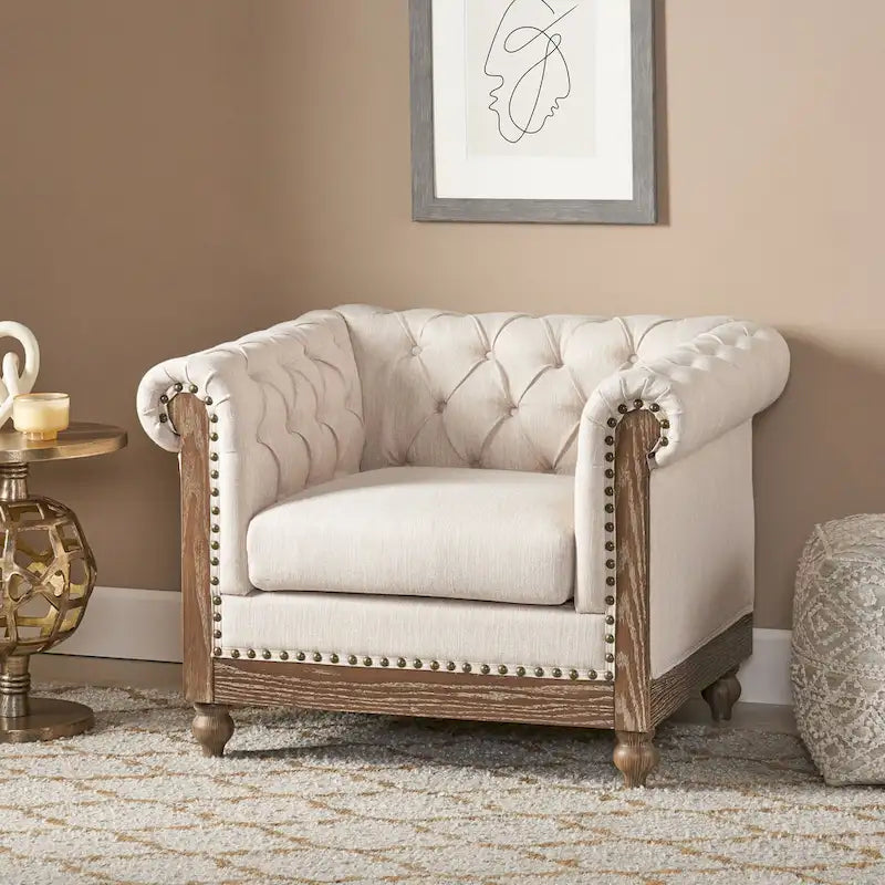 Castalia Chesterfield Tufted Club Chair by Christopher Knight Home - 39.00 L x 33.50 W x 28.00 H