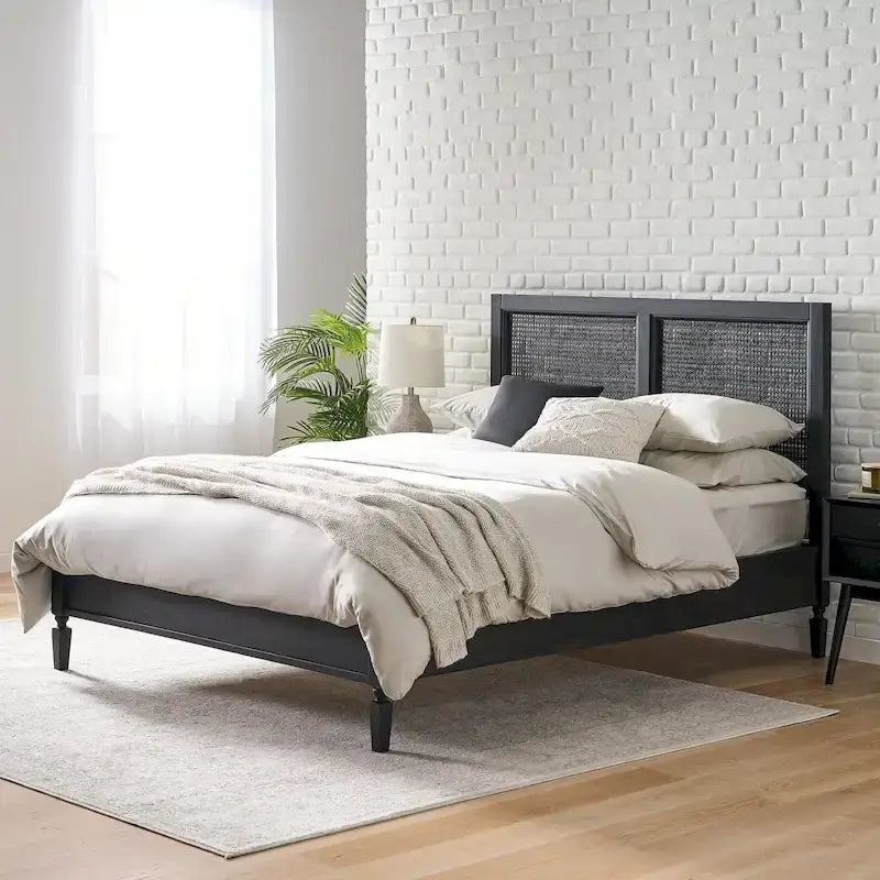 Lit Queen Christopher Knight Home Lorent en bois d'acacia et rotin