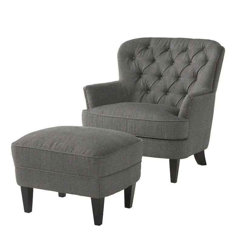 Tafton Tufted Club Chair with Ottoman by Christopher Knight Home