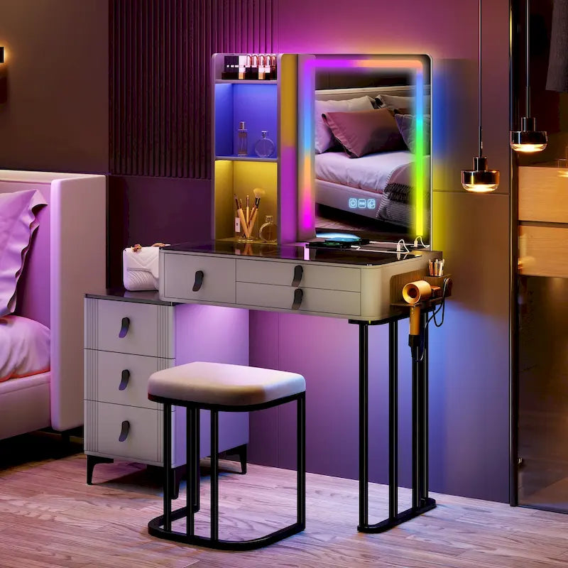 Coiffeuse avec éclairage LED
