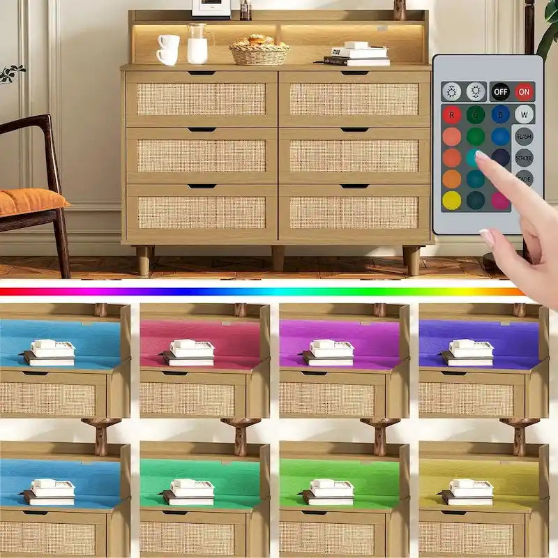 Cassettiera a 6 cassetti larga 43 pollici con LED e presa di corrente