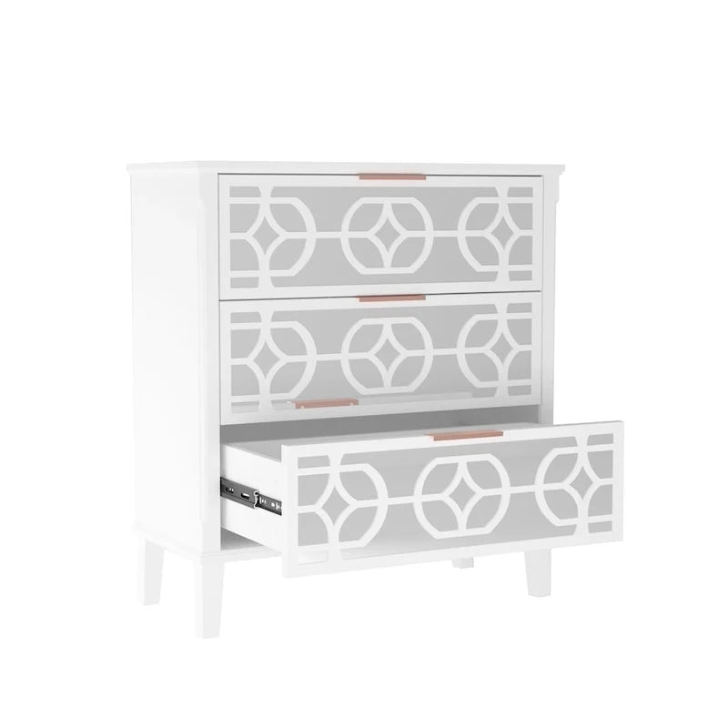 Comodino Timechee 28,5H con specchio, comodino laccato